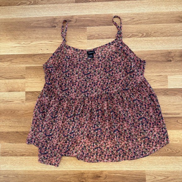 Torrid Women's 1X Floral Smocked Tube Top Boho Strapless Pink Blue Festival - Picture 1 of 6